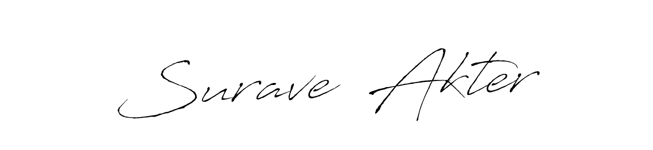 Make a beautiful signature design for name Surave  Akter. With this signature (Antro_Vectra) style, you can create a handwritten signature for free. Surave  Akter signature style 6 images and pictures png