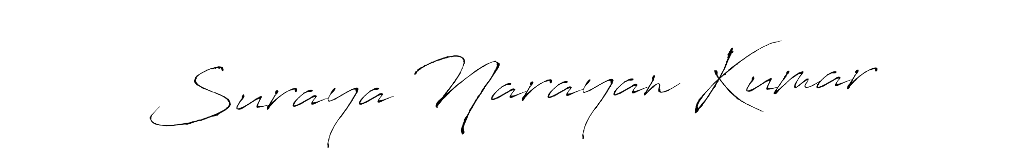 Make a beautiful signature design for name Suraya Narayan Kumar. With this signature (Antro_Vectra) style, you can create a handwritten signature for free. Suraya Narayan Kumar signature style 6 images and pictures png