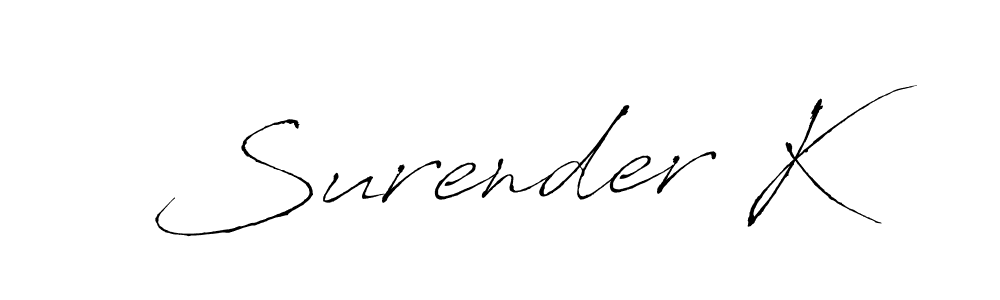 Surender K stylish signature style. Best Handwritten Sign (Antro_Vectra) for my name. Handwritten Signature Collection Ideas for my name Surender K. Surender K signature style 6 images and pictures png