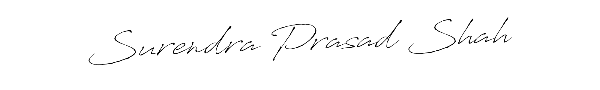 The best way (Antro_Vectra) to make a short signature is to pick only two or three words in your name. The name Surendra Prasad Shah include a total of six letters. For converting this name. Surendra Prasad Shah signature style 6 images and pictures png