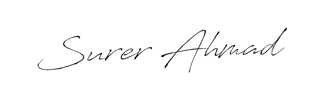 How to make Surer Ahmad name signature. Use Antro_Vectra style for creating short signs online. This is the latest handwritten sign. Surer Ahmad signature style 6 images and pictures png