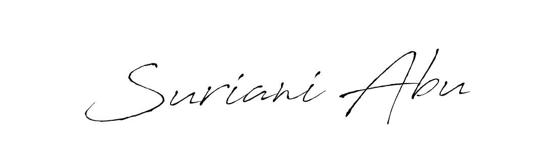 Design your own signature with our free online signature maker. With this signature software, you can create a handwritten (Antro_Vectra) signature for name Suriani Abu. Suriani Abu signature style 6 images and pictures png