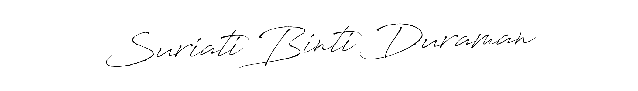 if you are searching for the best signature style for your name Suriati Binti Duraman. so please give up your signature search. here we have designed multiple signature styles  using Antro_Vectra. Suriati Binti Duraman signature style 6 images and pictures png