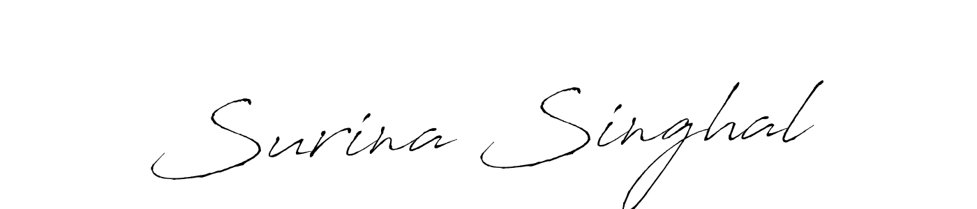 Make a beautiful signature design for name Surina Singhal. With this signature (Antro_Vectra) style, you can create a handwritten signature for free. Surina Singhal signature style 6 images and pictures png