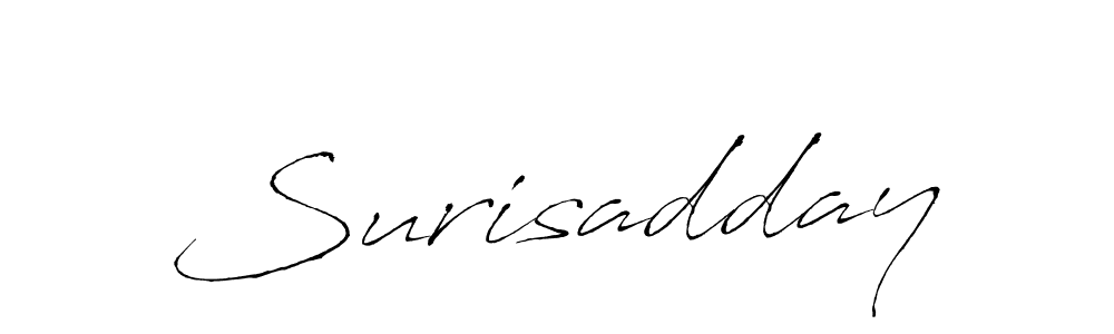 Use a signature maker to create a handwritten signature online. With this signature software, you can design (Antro_Vectra) your own signature for name Surisadday. Surisadday signature style 6 images and pictures png