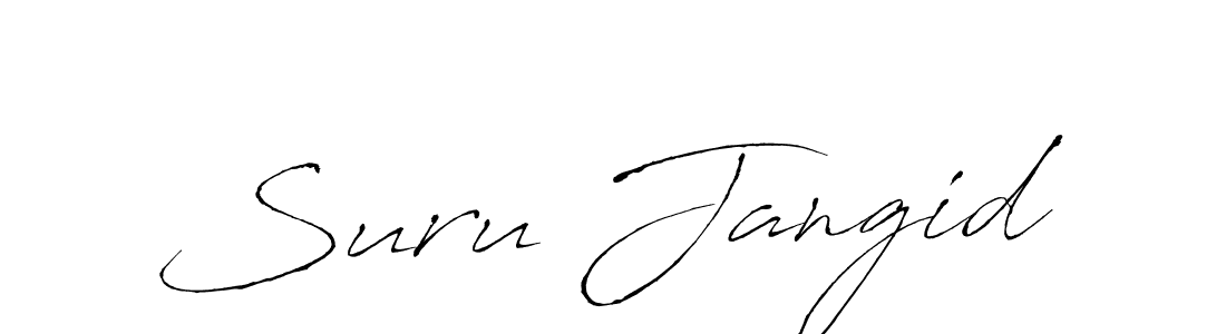 You should practise on your own different ways (Antro_Vectra) to write your name (Suru Jangid) in signature. don't let someone else do it for you. Suru Jangid signature style 6 images and pictures png