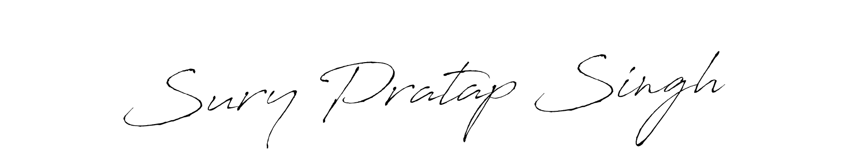 The best way (Antro_Vectra) to make a short signature is to pick only two or three words in your name. The name Sury Pratap Singh include a total of six letters. For converting this name. Sury Pratap Singh signature style 6 images and pictures png