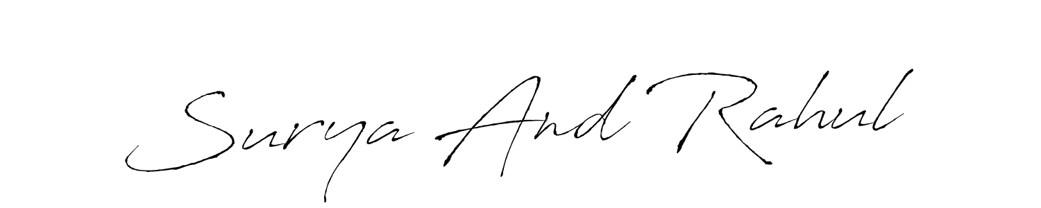 Also You can easily find your signature by using the search form. We will create Surya And Rahul name handwritten signature images for you free of cost using Antro_Vectra sign style. Surya And Rahul signature style 6 images and pictures png