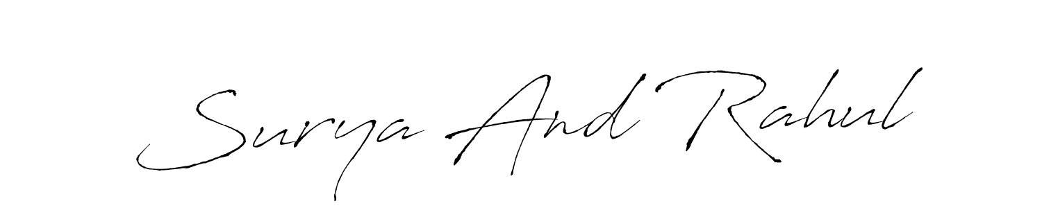 Also You can easily find your signature by using the search form. We will create Surya And Rahul name handwritten signature images for you free of cost using Antro_Vectra sign style. Surya And Rahul signature style 6 images and pictures png