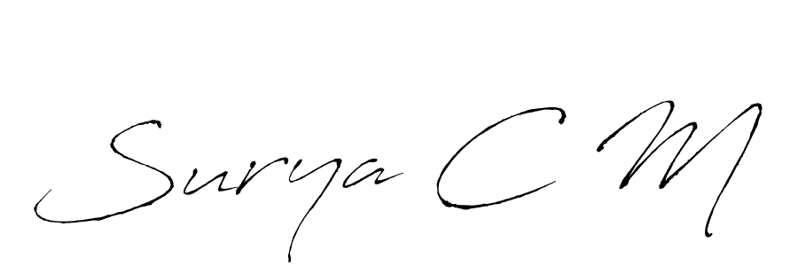 You should practise on your own different ways (Antro_Vectra) to write your name (Surya C M) in signature. don't let someone else do it for you. Surya C M signature style 6 images and pictures png