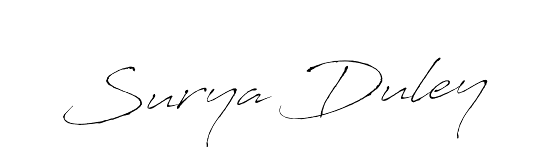 How to make Surya Duley name signature. Use Antro_Vectra style for creating short signs online. This is the latest handwritten sign. Surya Duley signature style 6 images and pictures png