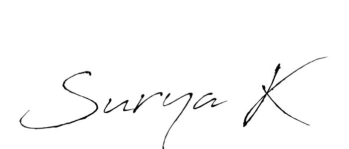 Also You can easily find your signature by using the search form. We will create Surya K name handwritten signature images for you free of cost using Antro_Vectra sign style. Surya K signature style 6 images and pictures png