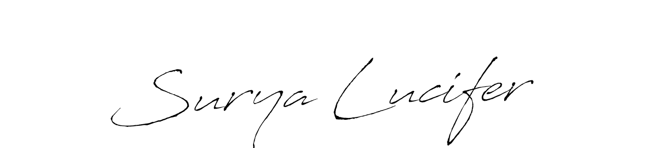 Surya Lucifer stylish signature style. Best Handwritten Sign (Antro_Vectra) for my name. Handwritten Signature Collection Ideas for my name Surya Lucifer. Surya Lucifer signature style 6 images and pictures png