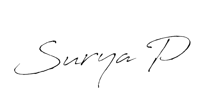 How to make Surya P signature? Antro_Vectra is a professional autograph style. Create handwritten signature for Surya P name. Surya P signature style 6 images and pictures png