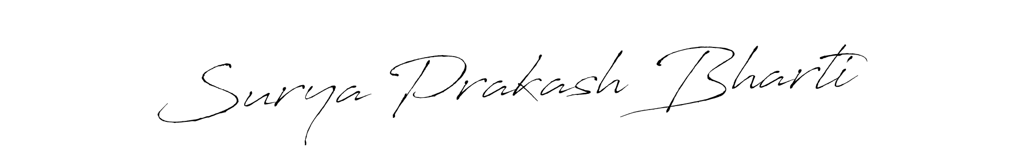 How to make Surya Prakash Bharti name signature. Use Antro_Vectra style for creating short signs online. This is the latest handwritten sign. Surya Prakash Bharti signature style 6 images and pictures png