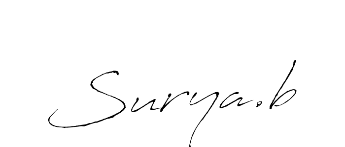 The best way (Antro_Vectra) to make a short signature is to pick only two or three words in your name. The name Surya.b include a total of six letters. For converting this name. Surya.b signature style 6 images and pictures png