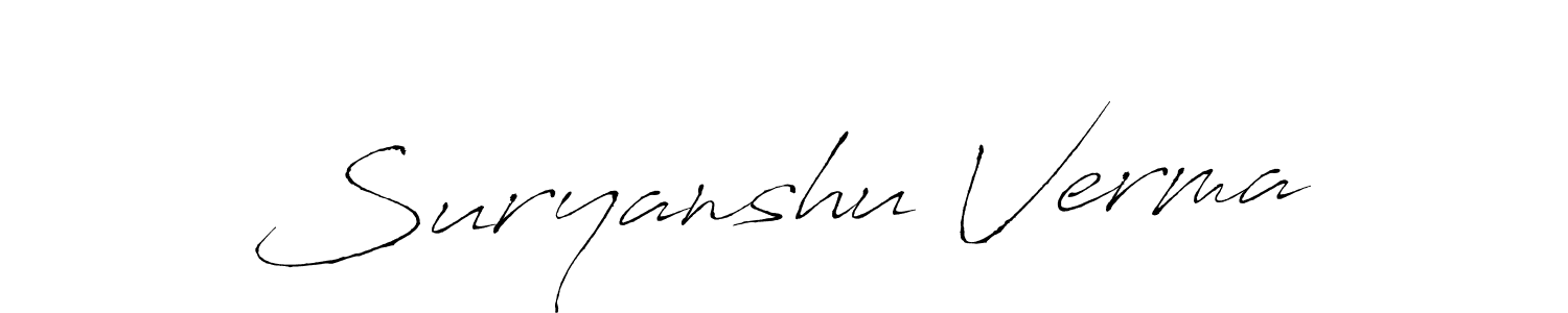 Create a beautiful signature design for name Suryanshu Verma. With this signature (Antro_Vectra) fonts, you can make a handwritten signature for free. Suryanshu Verma signature style 6 images and pictures png