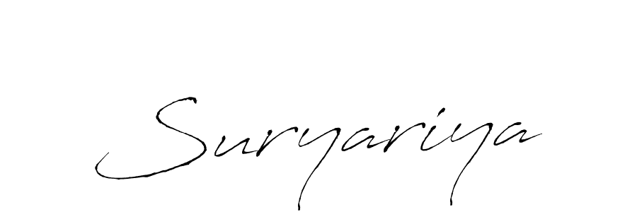 Design your own signature with our free online signature maker. With this signature software, you can create a handwritten (Antro_Vectra) signature for name Suryariya. Suryariya signature style 6 images and pictures png