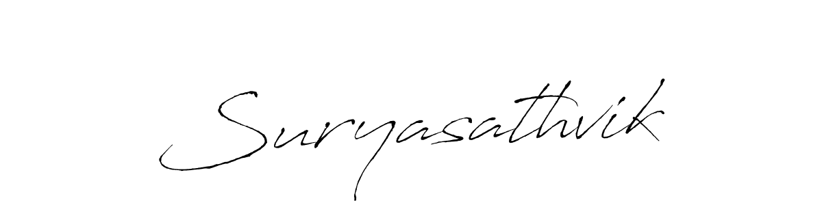 The best way (Antro_Vectra) to make a short signature is to pick only two or three words in your name. The name Suryasathvik include a total of six letters. For converting this name. Suryasathvik signature style 6 images and pictures png