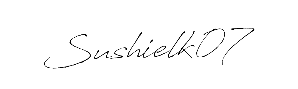 The best way (Antro_Vectra) to make a short signature is to pick only two or three words in your name. The name Sushielk07 include a total of six letters. For converting this name. Sushielk07 signature style 6 images and pictures png