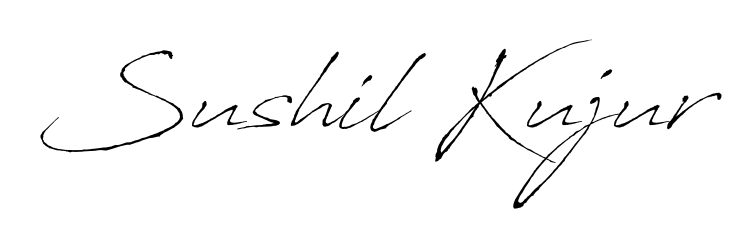 A timeless handwritten aesthetic for Sushil Kujur. The Antro_Vectra font gives your signature a handcrafted feel with natural curves. Sushil Kujur signature style 6 images and pictures png