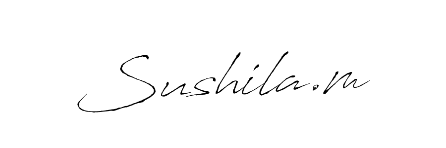 Make a beautiful signature design for name Sushila.m. With this signature (Antro_Vectra) style, you can create a handwritten signature for free. Sushila.m signature style 6 images and pictures png