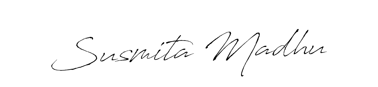 The best way (Antro_Vectra) to make a short signature is to pick only two or three words in your name. The name Susmita Madhu include a total of six letters. For converting this name. Susmita Madhu signature style 6 images and pictures png
