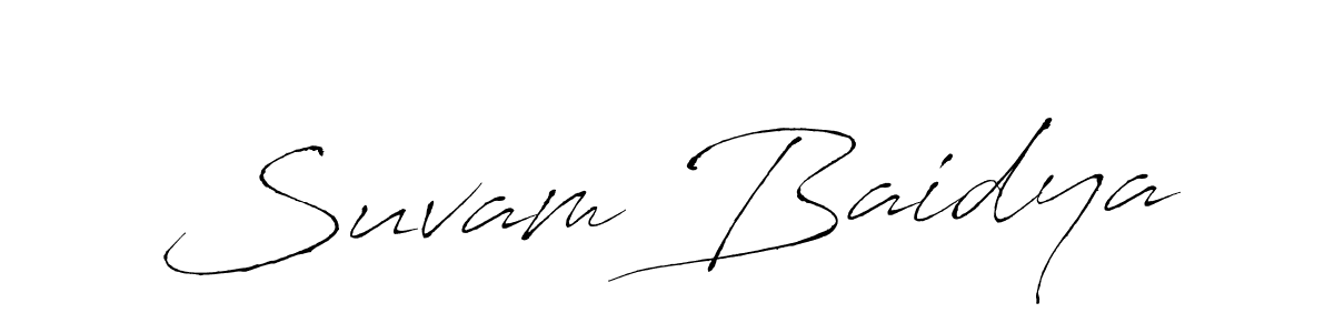 How to make Suvam Baidya name signature. Use Antro_Vectra style for creating short signs online. This is the latest handwritten sign. Suvam Baidya signature style 6 images and pictures png