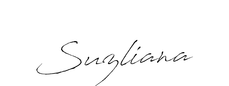 Make a beautiful signature design for name Suzliana. With this signature (Antro_Vectra) style, you can create a handwritten signature for free. Suzliana signature style 6 images and pictures png