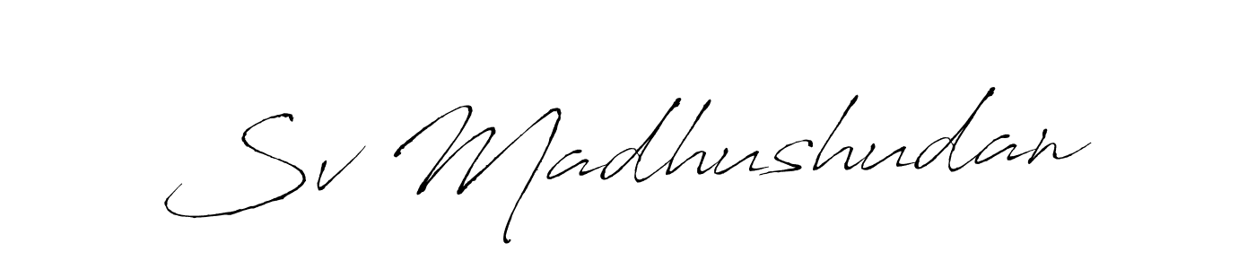 How to make Sv Madhushudan name signature. Use Antro_Vectra style for creating short signs online. This is the latest handwritten sign. Sv Madhushudan signature style 6 images and pictures png