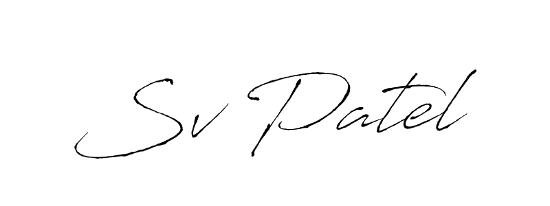 How to make Sv Patel name signature. Use Antro_Vectra style for creating short signs online. This is the latest handwritten sign. Sv Patel signature style 6 images and pictures png