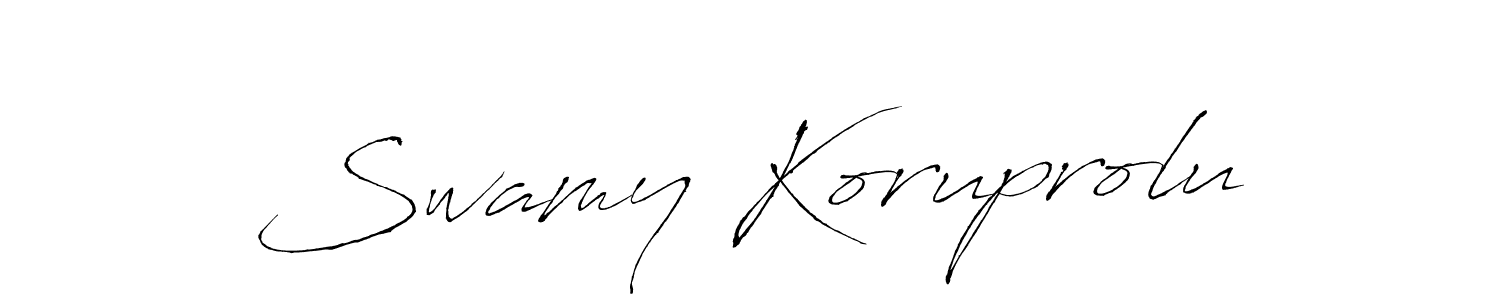 Antro_Vectra is a professional signature style that is perfect for those who want to add a touch of class to their signature. It is also a great choice for those who want to make their signature more unique. Get Swamy Koruprolu name to fancy signature for free. Swamy Koruprolu signature style 6 images and pictures png