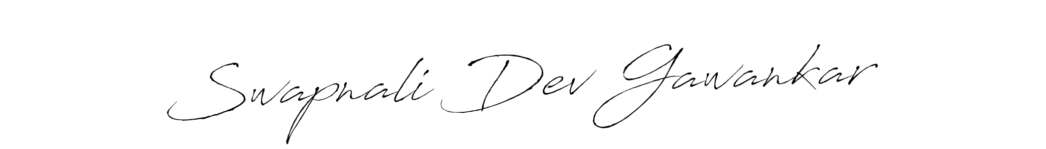 Antro_Vectra is a professional signature style that is perfect for those who want to add a touch of class to their signature. It is also a great choice for those who want to make their signature more unique. Get Swapnali Dev Gawankar name to fancy signature for free. Swapnali Dev Gawankar signature style 6 images and pictures png
