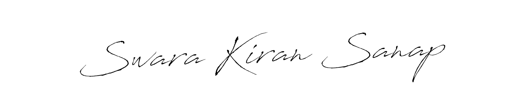 The best way (Antro_Vectra) to make a short signature is to pick only two or three words in your name. The name Swara Kiran Sanap include a total of six letters. For converting this name. Swara Kiran Sanap signature style 6 images and pictures png