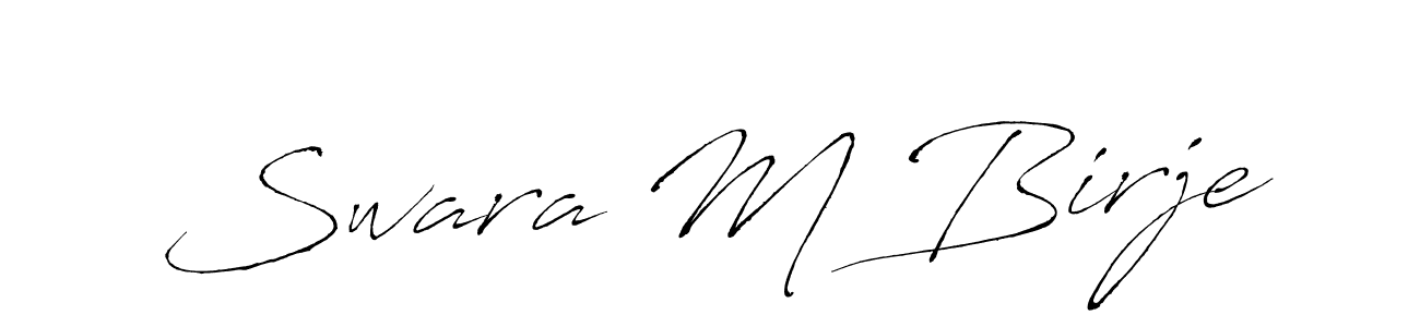 The best way (Antro_Vectra) to make a short signature is to pick only two or three words in your name. The name Swara M Birje include a total of six letters. For converting this name. Swara M Birje signature style 6 images and pictures png