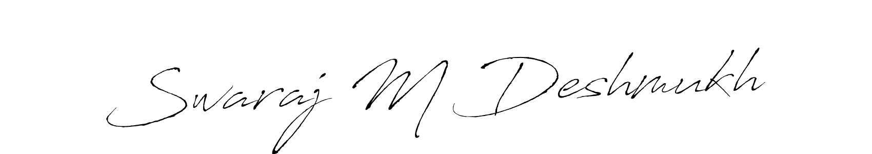 How to make Swaraj M Deshmukh name signature. Use Antro_Vectra style for creating short signs online. This is the latest handwritten sign. Swaraj M Deshmukh signature style 6 images and pictures png