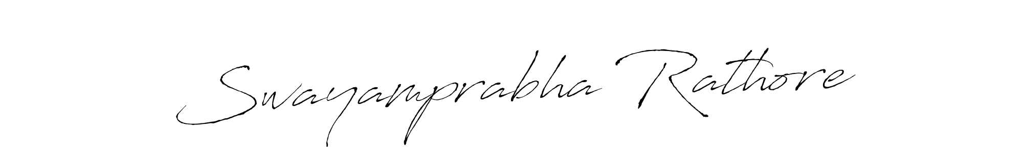 The best way (Antro_Vectra) to make a short signature is to pick only two or three words in your name. The name Swayamprabha Rathore include a total of six letters. For converting this name. Swayamprabha Rathore signature style 6 images and pictures png