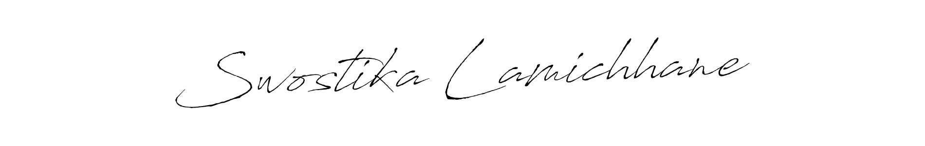 How to make Swostika Lamichhane name signature. Use Antro_Vectra style for creating short signs online. This is the latest handwritten sign. Swostika Lamichhane signature style 6 images and pictures png