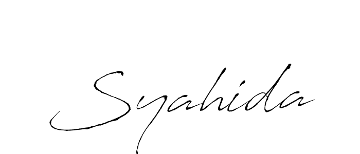 Create a beautiful signature design for name Syahida. With this signature (Antro_Vectra) fonts, you can make a handwritten signature for free. Syahida signature style 6 images and pictures png