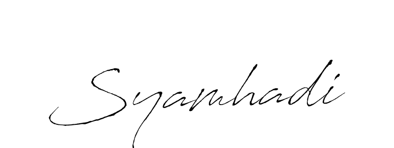 Design your own signature with our free online signature maker. With this signature software, you can create a handwritten (Antro_Vectra) signature for name Syamhadi. Syamhadi signature style 6 images and pictures png