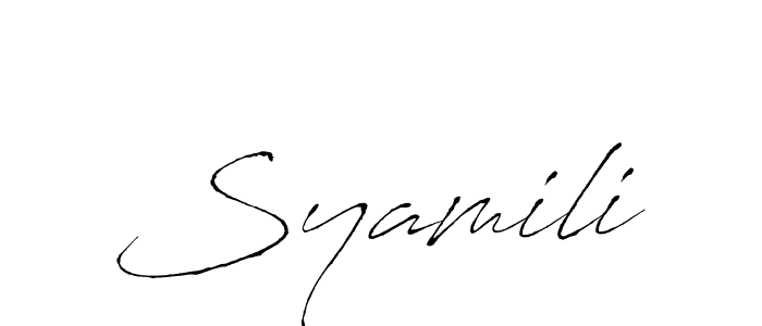 Use a signature maker to create a handwritten signature online. With this signature software, you can design (Antro_Vectra) your own signature for name Syamili. Syamili signature style 6 images and pictures png