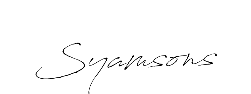 Use a signature maker to create a handwritten signature online. With this signature software, you can design (Antro_Vectra) your own signature for name Syamsons. Syamsons signature style 6 images and pictures png