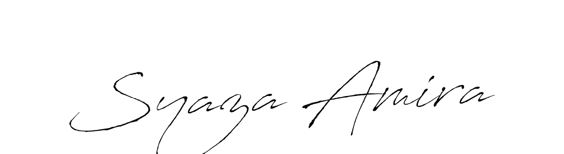 How to make Syaza Amira name signature. Use Antro_Vectra style for creating short signs online. This is the latest handwritten sign. Syaza Amira signature style 6 images and pictures png