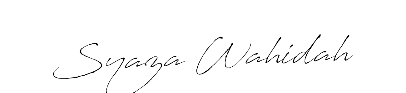 Create a beautiful signature design for name Syaza Wahidah. With this signature (Antro_Vectra) fonts, you can make a handwritten signature for free. Syaza Wahidah signature style 6 images and pictures png