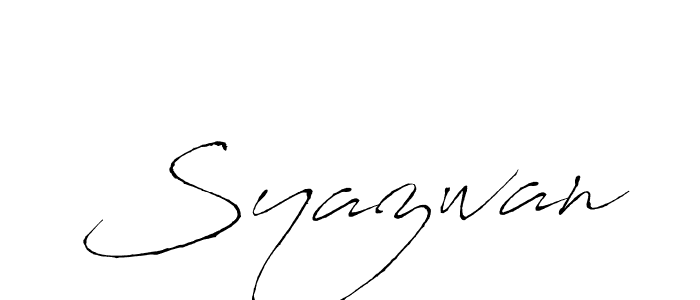 Design your own signature with our free online signature maker. With this signature software, you can create a handwritten (Antro_Vectra) signature for name Syazwan. Syazwan signature style 6 images and pictures png