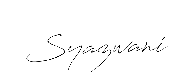 Make a beautiful signature design for name Syazwani. With this signature (Antro_Vectra) style, you can create a handwritten signature for free. Syazwani signature style 6 images and pictures png