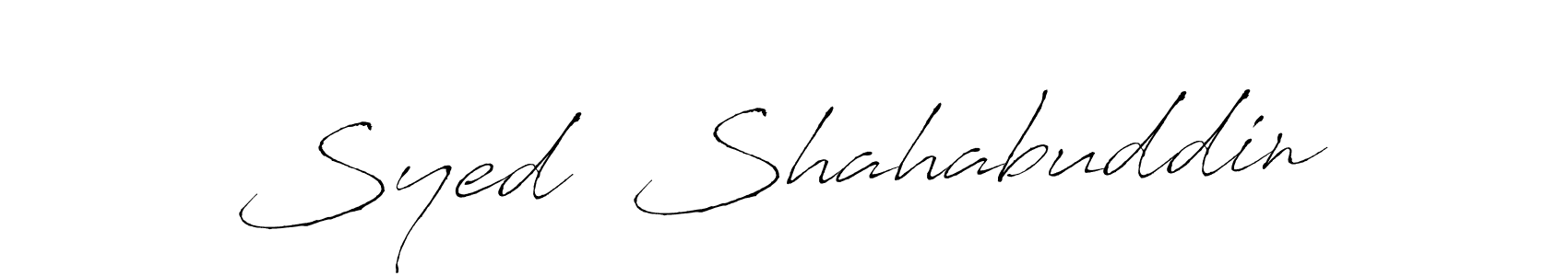 The best way (Antro_Vectra) to make a short signature is to pick only two or three words in your name. The name Syed  Shahabuddin include a total of six letters. For converting this name. Syed  Shahabuddin signature style 6 images and pictures png