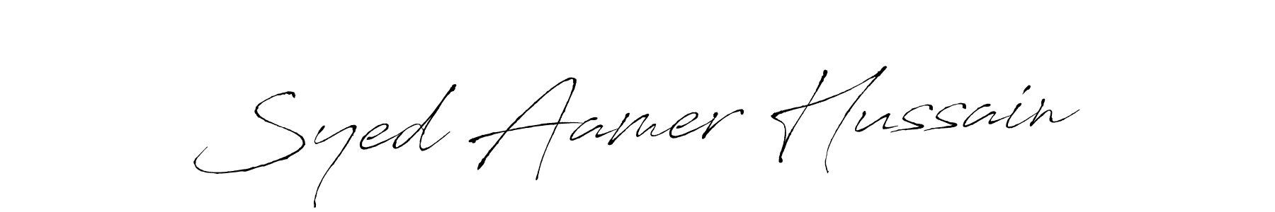 How to make Syed Aamer Hussain name signature. Use Antro_Vectra style for creating short signs online. This is the latest handwritten sign. Syed Aamer Hussain signature style 6 images and pictures png