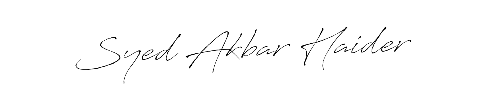 How to make Syed Akbar Haider name signature. Use Antro_Vectra style for creating short signs online. This is the latest handwritten sign. Syed Akbar Haider signature style 6 images and pictures png