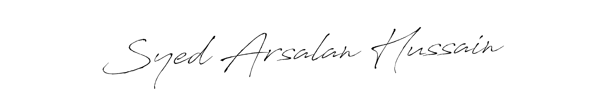 Make a beautiful signature design for name Syed Arsalan Hussain. With this signature (Antro_Vectra) style, you can create a handwritten signature for free. Syed Arsalan Hussain signature style 6 images and pictures png